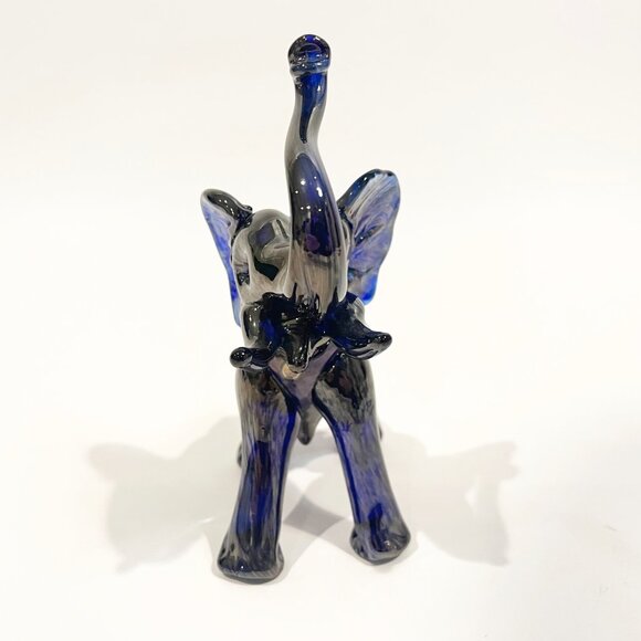 Daniel Vargas for Arte Vargas Art Glass Elephant Figurine Cobalt Blue Signed - Picture 4 of 7